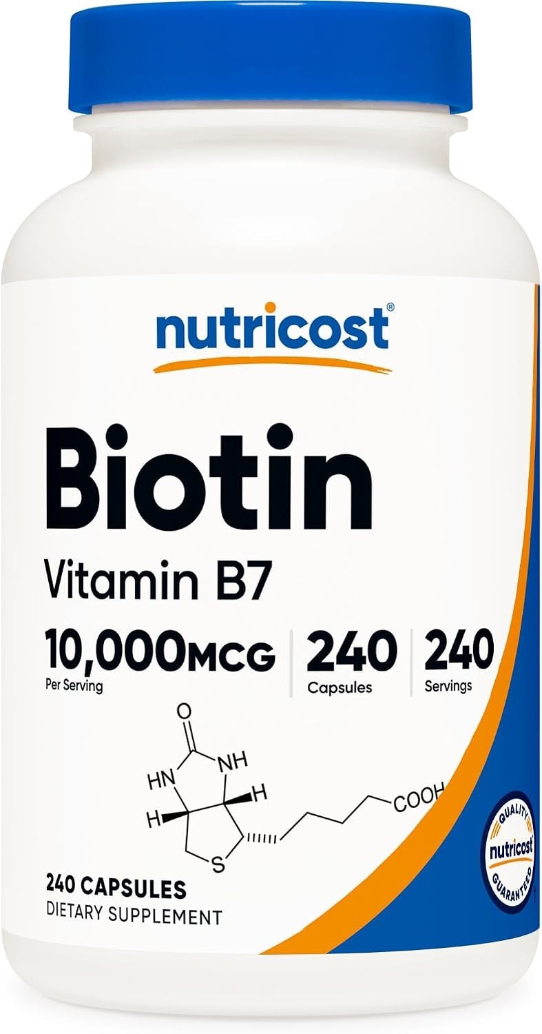 Nutricost Biotin 10,000mcg (10mg) Vitamin B7 Supplement 240 Vegetarian Capsules