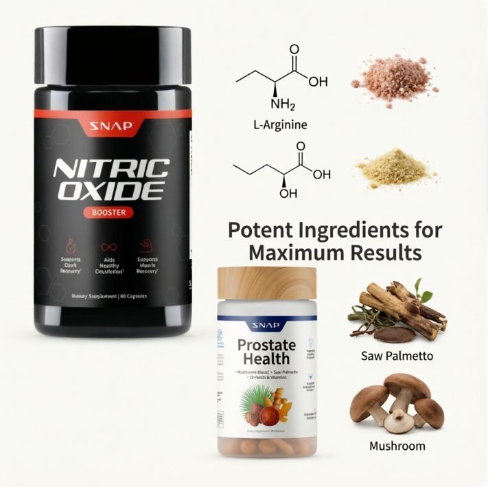 SNAP Nitric Oxide Enhancer Supplement & Prostate Wellness Bundle Saw Palmetto