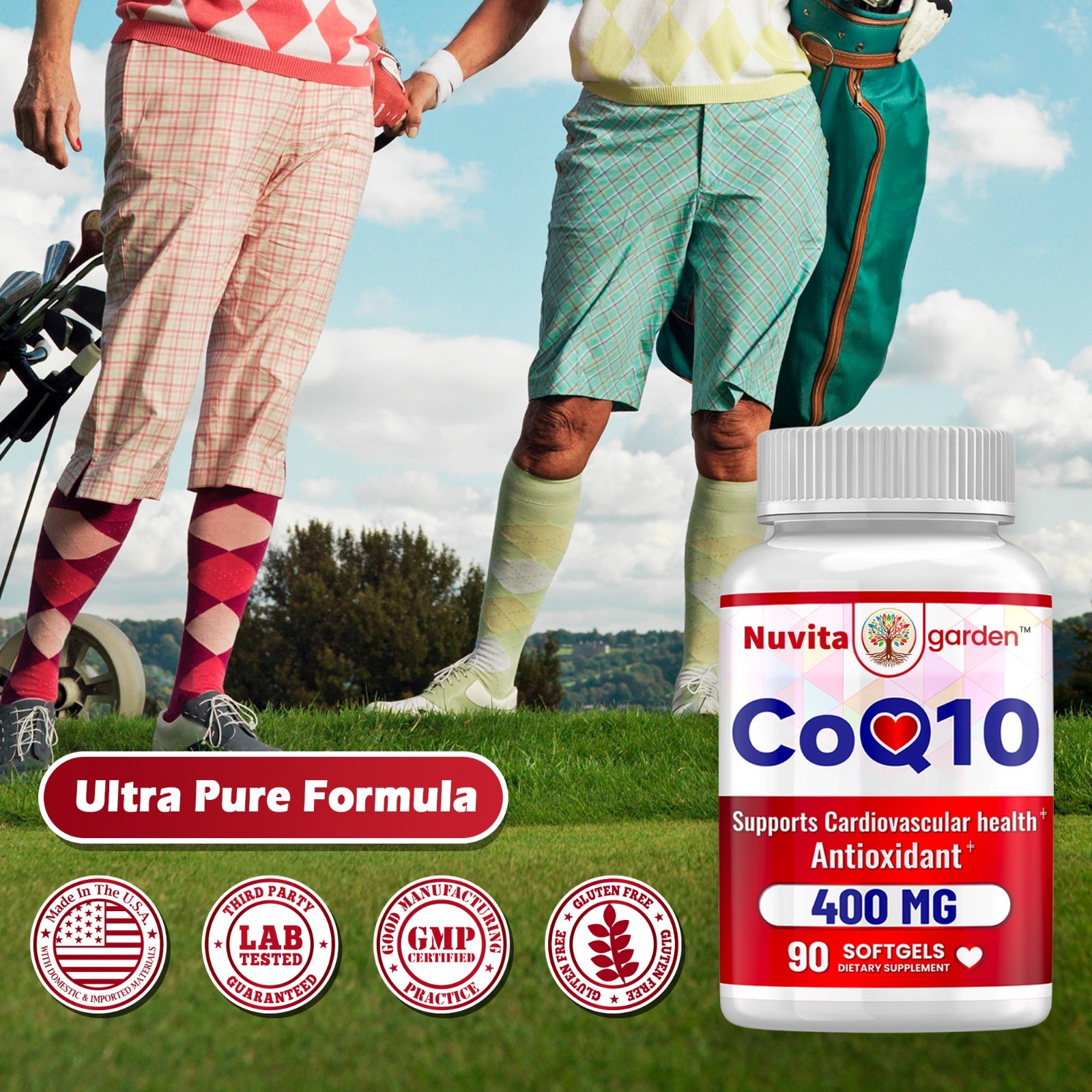 CoQ10 400mg Dietary Supplement, 90 Softgels, Antioxidant Support, Made in the US