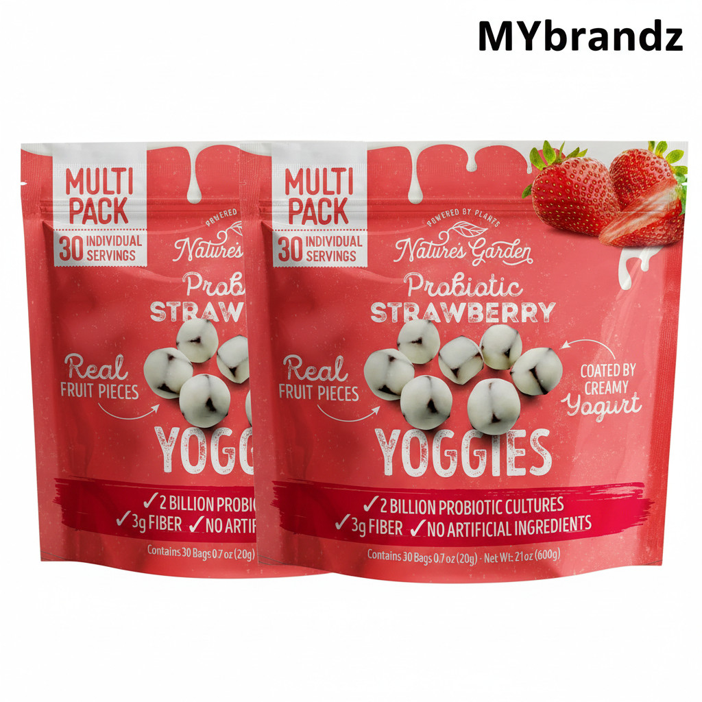 Nature’s Garden Strawberry Yoggies with Probiotics, 0.7 oz Bags pk of 2