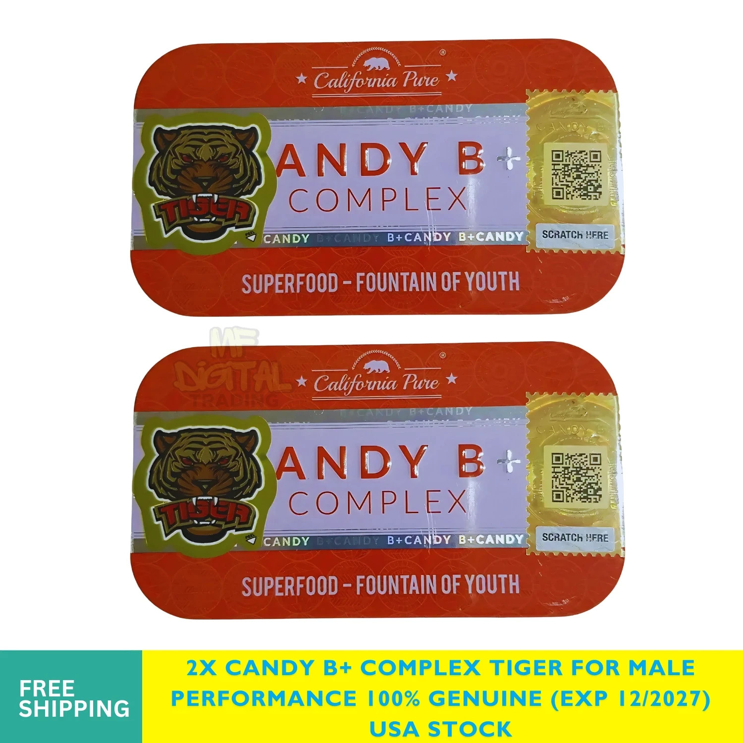 2x Candy B+ Vitamin Complex Tiger for Male Performance 100% Genuine Free Ship