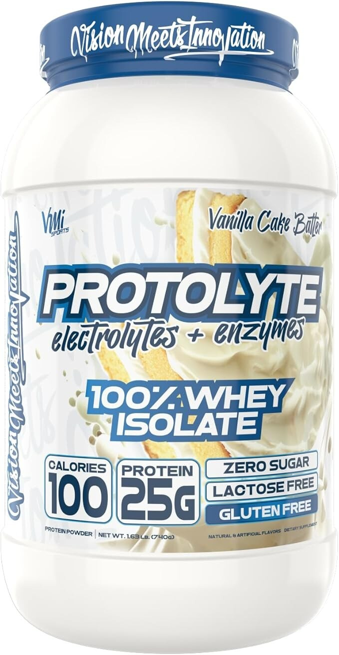 VMI Sports, ProtoLyte Whey Isolate Protein Powder, Vanilla Cake Batter, 1.6