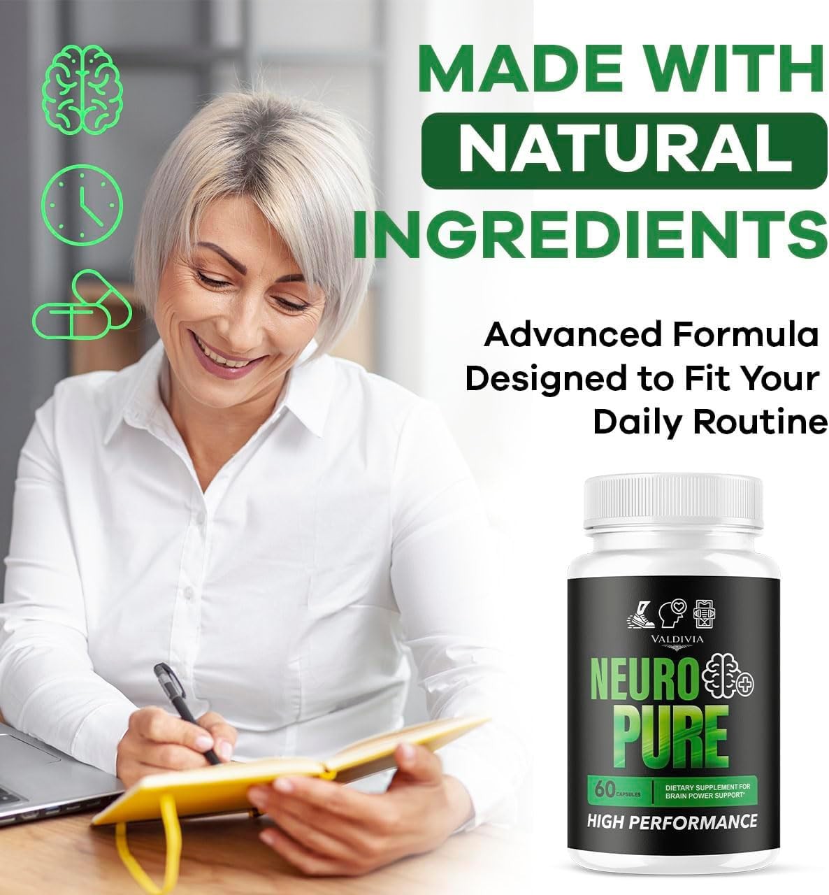 NeuroPure Nerve Health Support Supplement Capsules Natural 1 Pack 60Ct