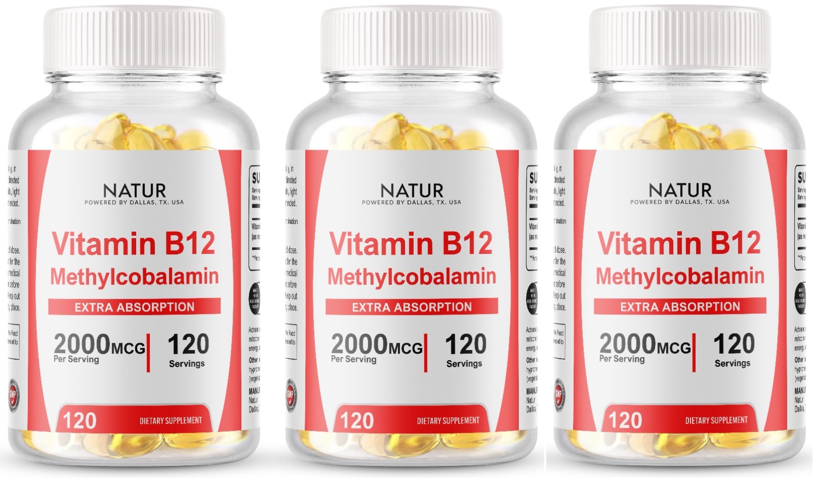 Vitamin B12 (Methylcobalamin) 2000mcg, 360 Softgels Vegetarian Caps