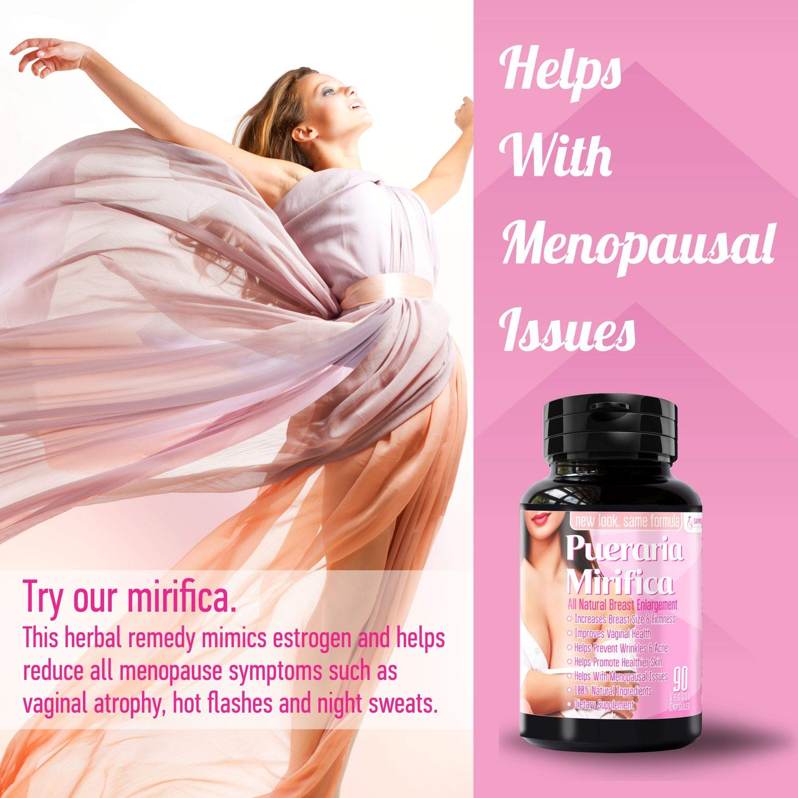Sapir’s Nutrition Pueraria Mirifica Capsules 2000mg – Breast Enhancement