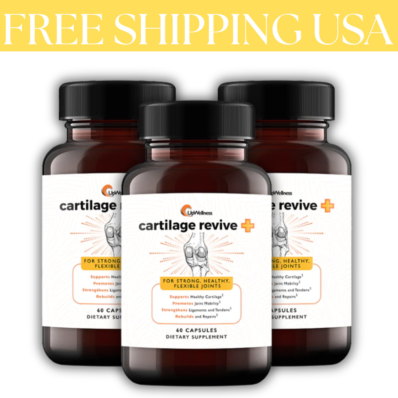 (3Pack) UpWellness Cartilage Revive + Joint Support Supplement for Men and Women