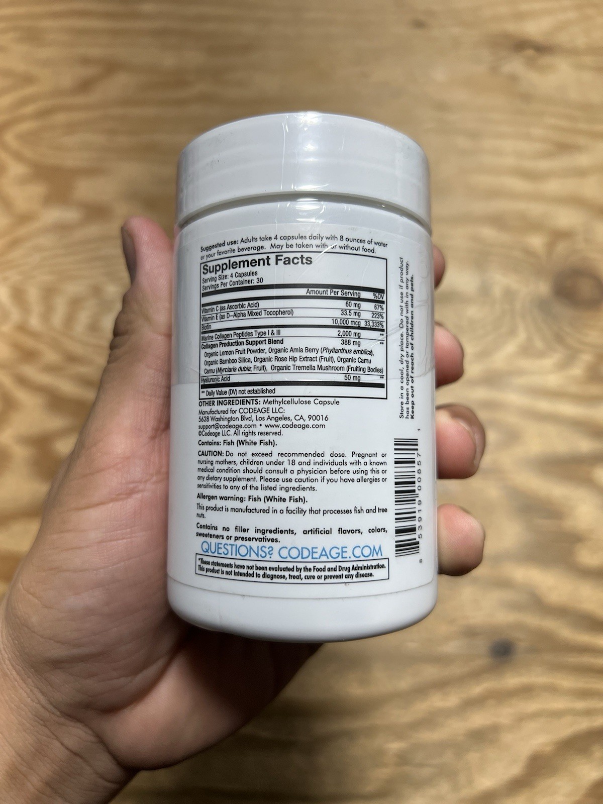 CodeAge, Wild Caught Biotin Marine Collagen 120 Capsules 01/2026 2-PACK
