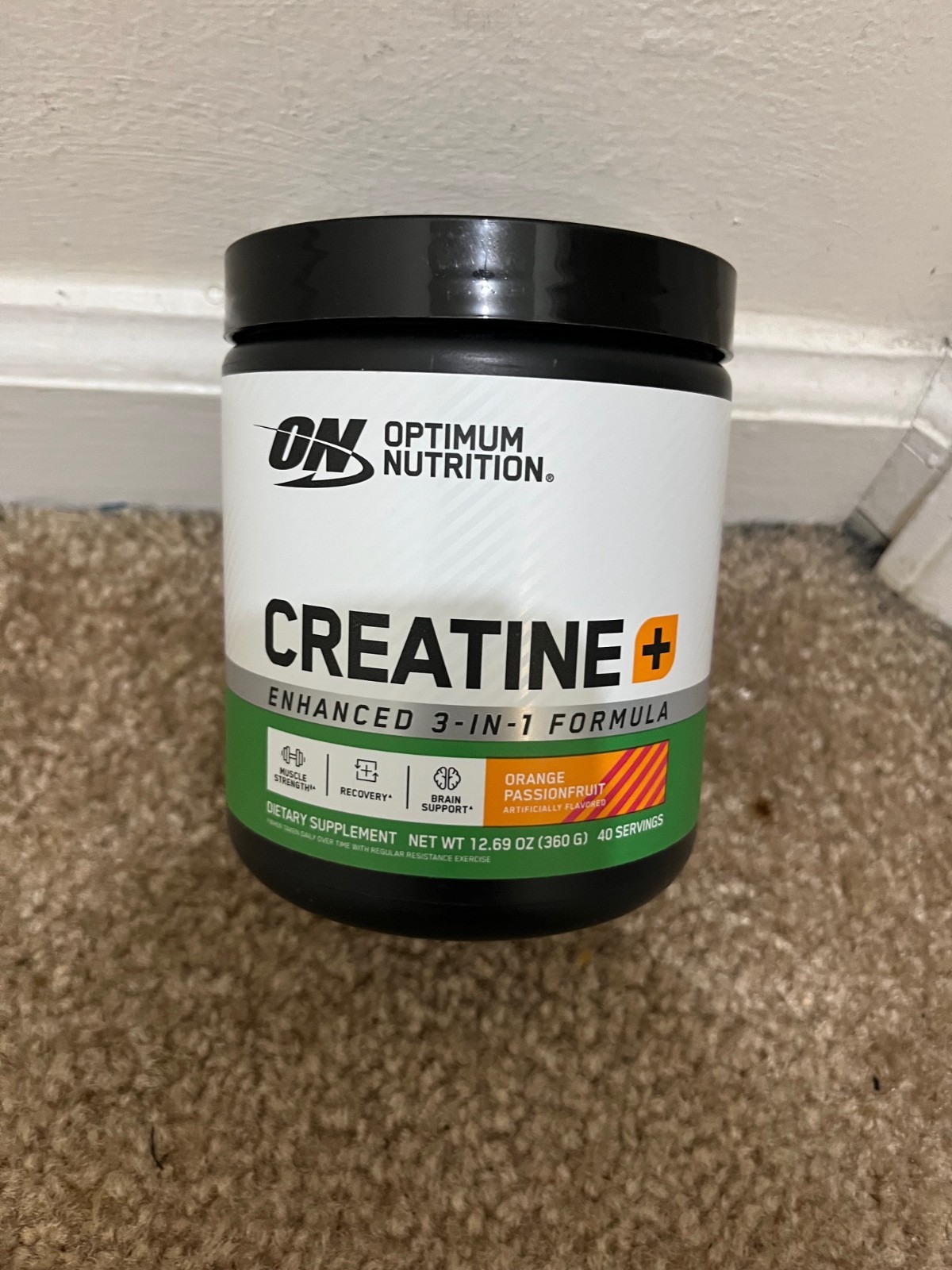 optimum nutrition creatine + 360 grams exp. 7/2027