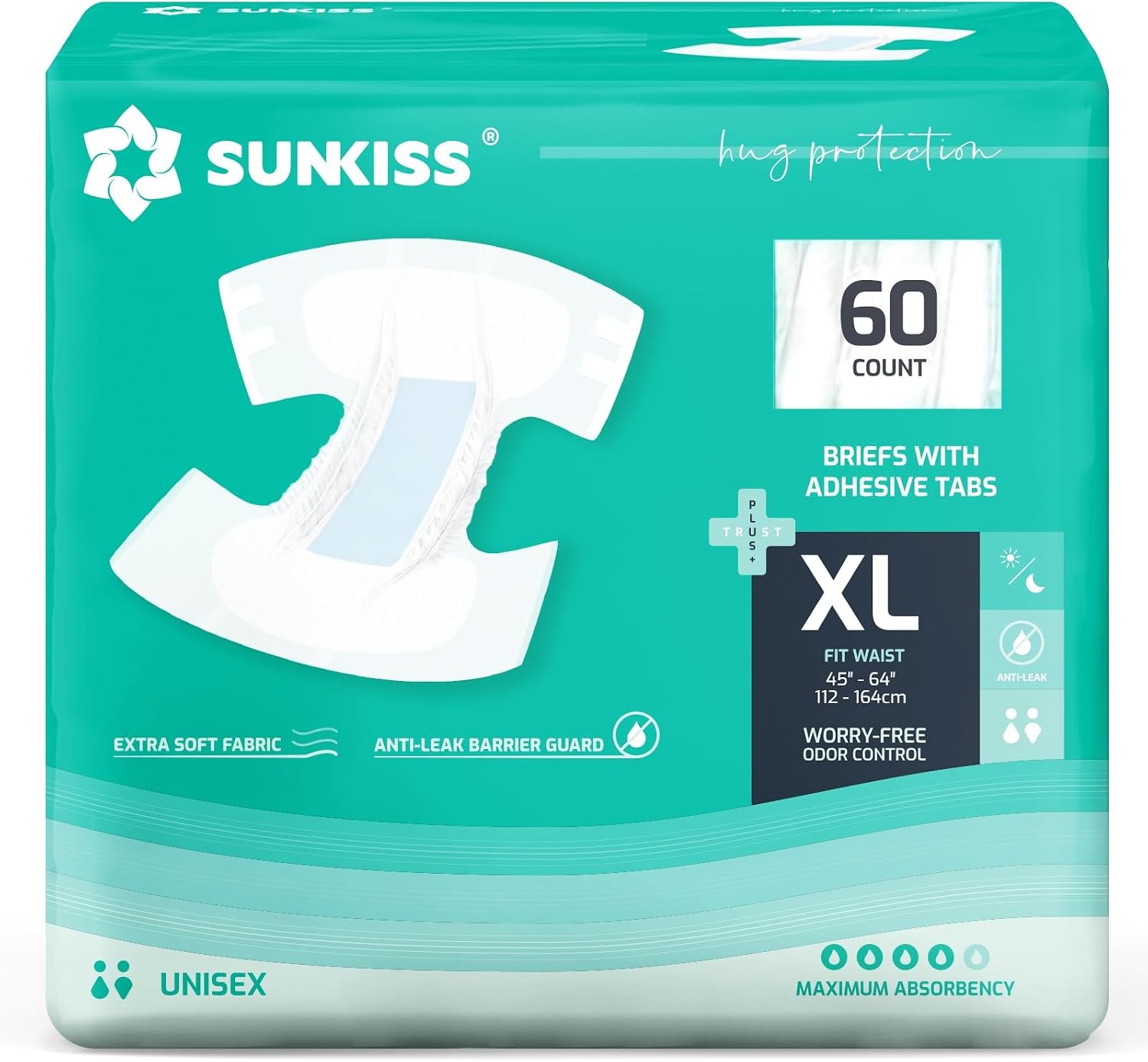 SUNKISS TrustPlus Adult Diapers with Maximum Absorbency, Unisex Disposable Inc
