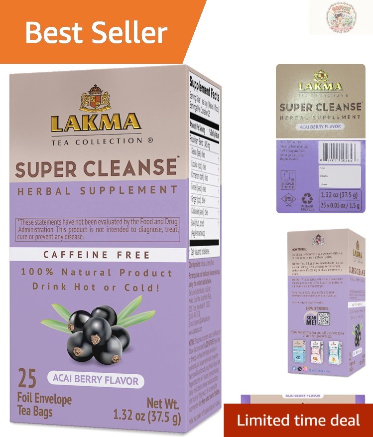 Lakma Tea – Acai Berry Super Cleanse Blend for Digestive Wellness – 25 Bags