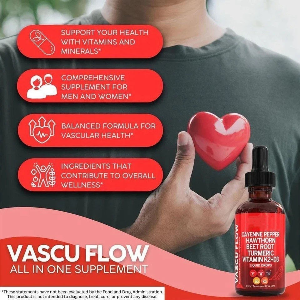 3/2Pack Cayenne Pepper Hawthorn Beet Root Turmeric Vitamin K2+D3 Liquid Drops